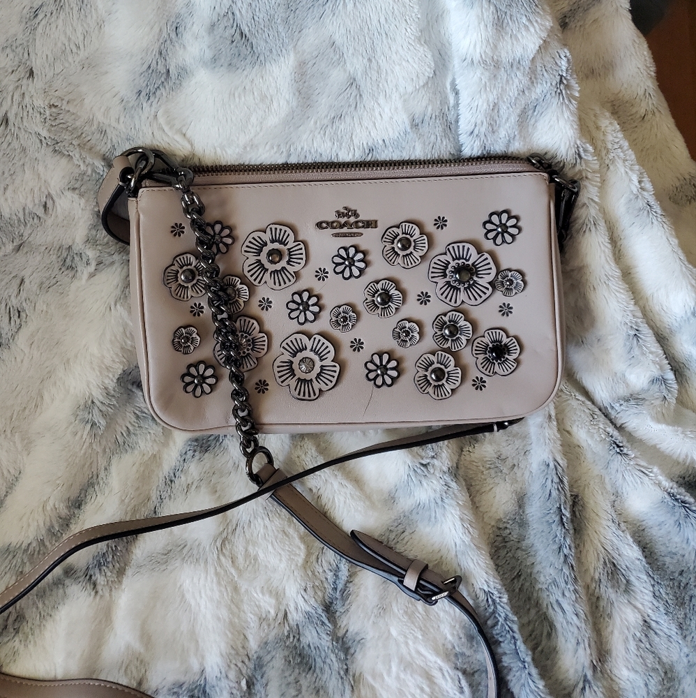 Coach 55799 Willow Floral Nolita Leather Crossbody 24 Purse Grey Birch